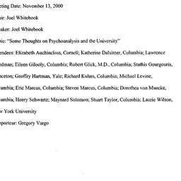 Minutes, 2000-11-13. Psycho...
