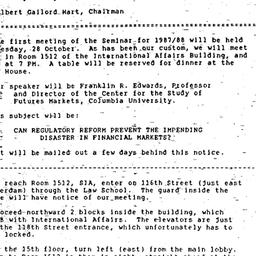 Announcements, 1987-10-13. ...