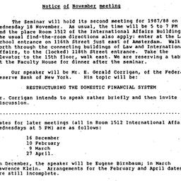 Announcements, 1987-11-08. ...