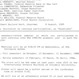 Announcements, 1986-08-08. ...