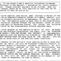 Announcements, 1985-04-15. ...
