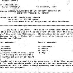 Announcements, 1984-10-05. ...