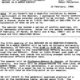 Announcements, 1985-02-13. ...