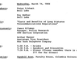 Announcements, 1984-03-14. ...