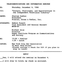 Announcements, 1985-12-04. ...