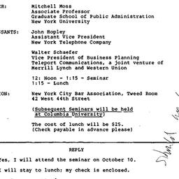 Announcements, 1985-10-10. ...
