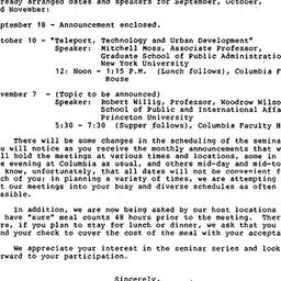 Announcements, 1986-08-30. ...