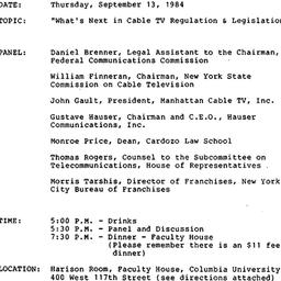 Announcements, 1984-09-13. ...