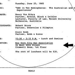 Announcements, 1985-06-25. ...