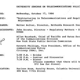 Announcements, 1984-10-17. ...