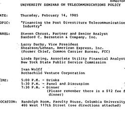 Announcements, 1985-02-14. ...