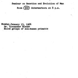 Announcements, 1964-01-13. ...