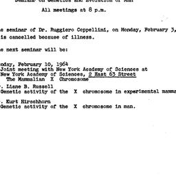 Announcements, 1964-02-03. ...