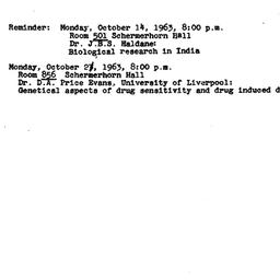 Announcements, 1963-10-14. ...