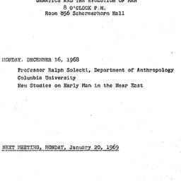 Announcements, 1968-12-16. ...