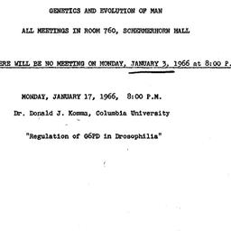 Announcements, 1966-01-17. ...