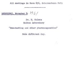 Announcements, 1961-11-08. ...