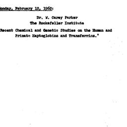 Announcements, 1962-02-12. ...
