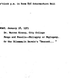 Announcements, 1971-01-18. ...