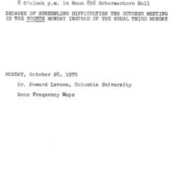 Announcements, 1970-10-26. ...
