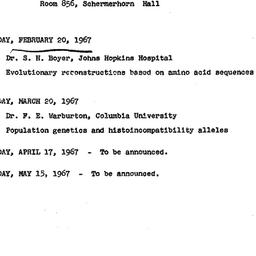 Announcements, 1967-02-20. ...