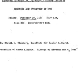 Announcements, 1966-12-19. ...