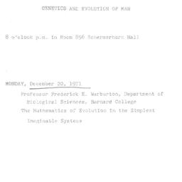Announcements, 1971-12-20. ...