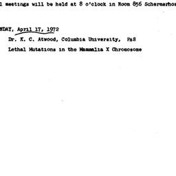 Announcements, 1972-04-17. ...