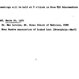 Announcements, 1972-03-20. ...