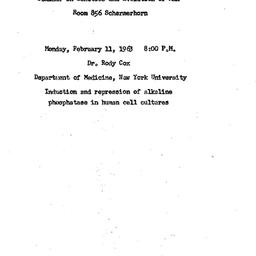 Announcements, 1963-02-11. ...