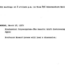 Announcements, 1970-03-16. ...