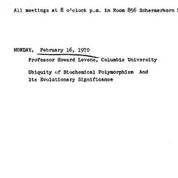 Announcements, 1970-02-16. ...