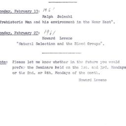 Announcements, 1961-02-13. ...