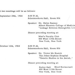 Announcements, 1964-09-09. ...