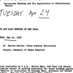 Announcements, 1973-04-24. ...