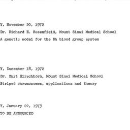 Announcements, 1972-11-20. ...