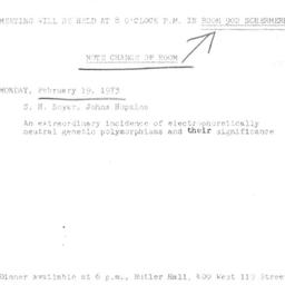 Announcements, 1973-02-19. ...