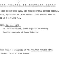 Announcements, 1973-05-21. ...