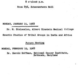 Announcements, 1968-01-15. ...
