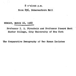 Announcements, 1968-03-18. ...