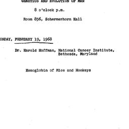 Announcements, 1968-02-19. ...