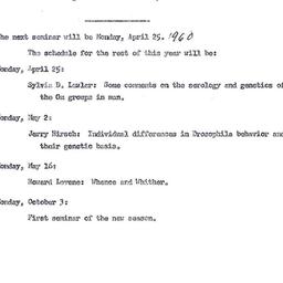 Announcements, 1960-04-25. ...