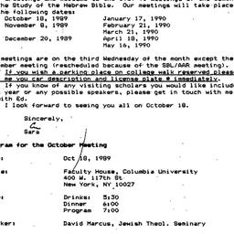 Announcements, 1989-10-18. ...