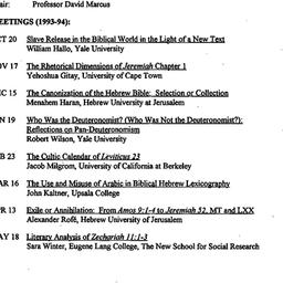 Schedules, The Study of the...