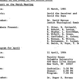 Minutes, 1984-03-12. The St...
