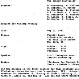 Minutes, 1987-04-29. The St...