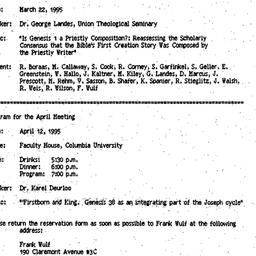 Announcements, 1995-03-22. ...