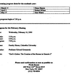 Announcements, 2000-02-16. ...