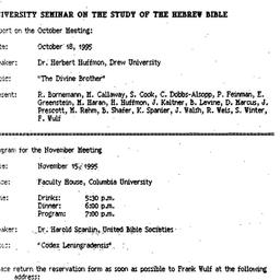 Announcements, 1995-10-18. ...