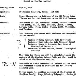 Minutes, 1970-05-20. The St...